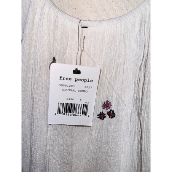 FP1 NWT Free People Oxford Embroidered Mini Dress Retail $128 Cream Ivory Small - Picture 9 of 10
